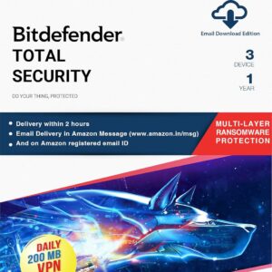 Bitdefender Total Security | 3 Users | 1 Year | Digital License