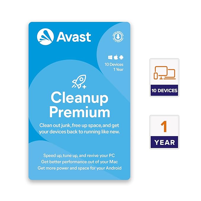 Avast Cleanup Premium (Multi Device) 10 Devices 1 Year