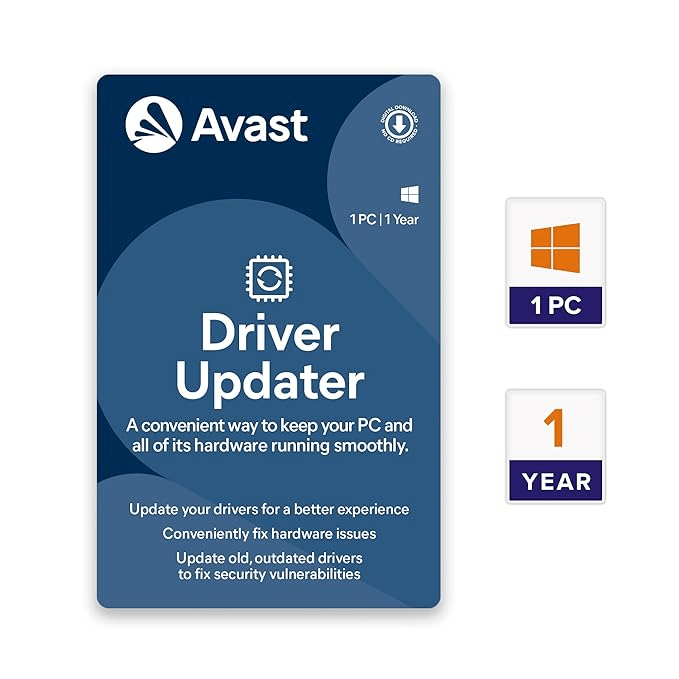 Avast Driver Updater 1 User, 1 Year License | Windows | Email Delivery