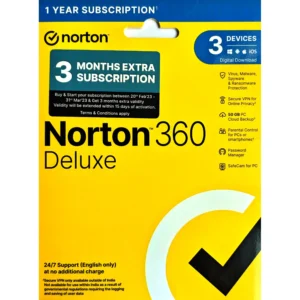 Norton 360 Deluxe – 3 Devices, 1 Year (Digital License)