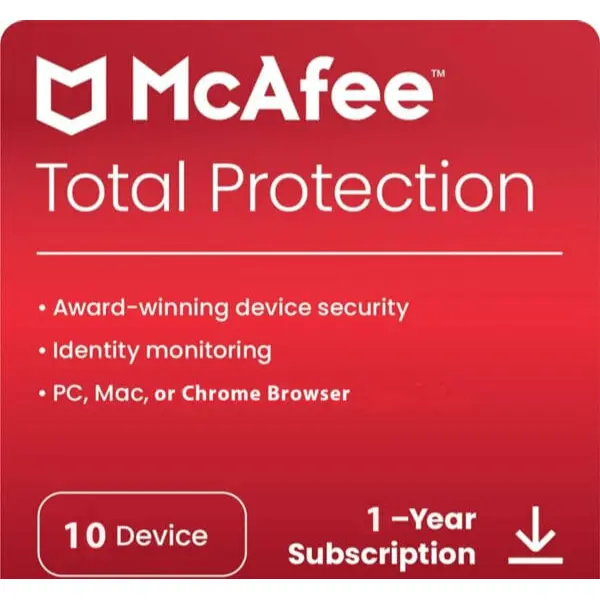 McAfee Total Protection 10 User, 1 Year latest version Email Delivery