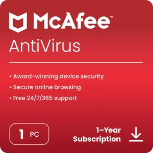 McAfee Antivirus 1 User, 1 Year latest version Email Delivery